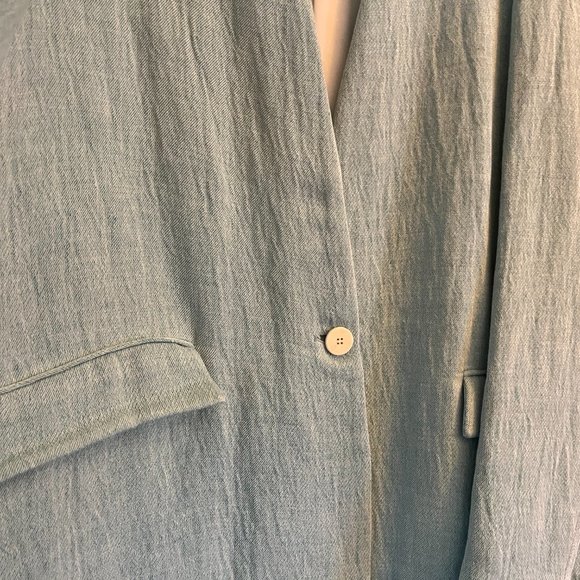 Zara Basic Outerwear Spring Coat Mint Green, white lining & button.  Size XL - Picture 2 of 9